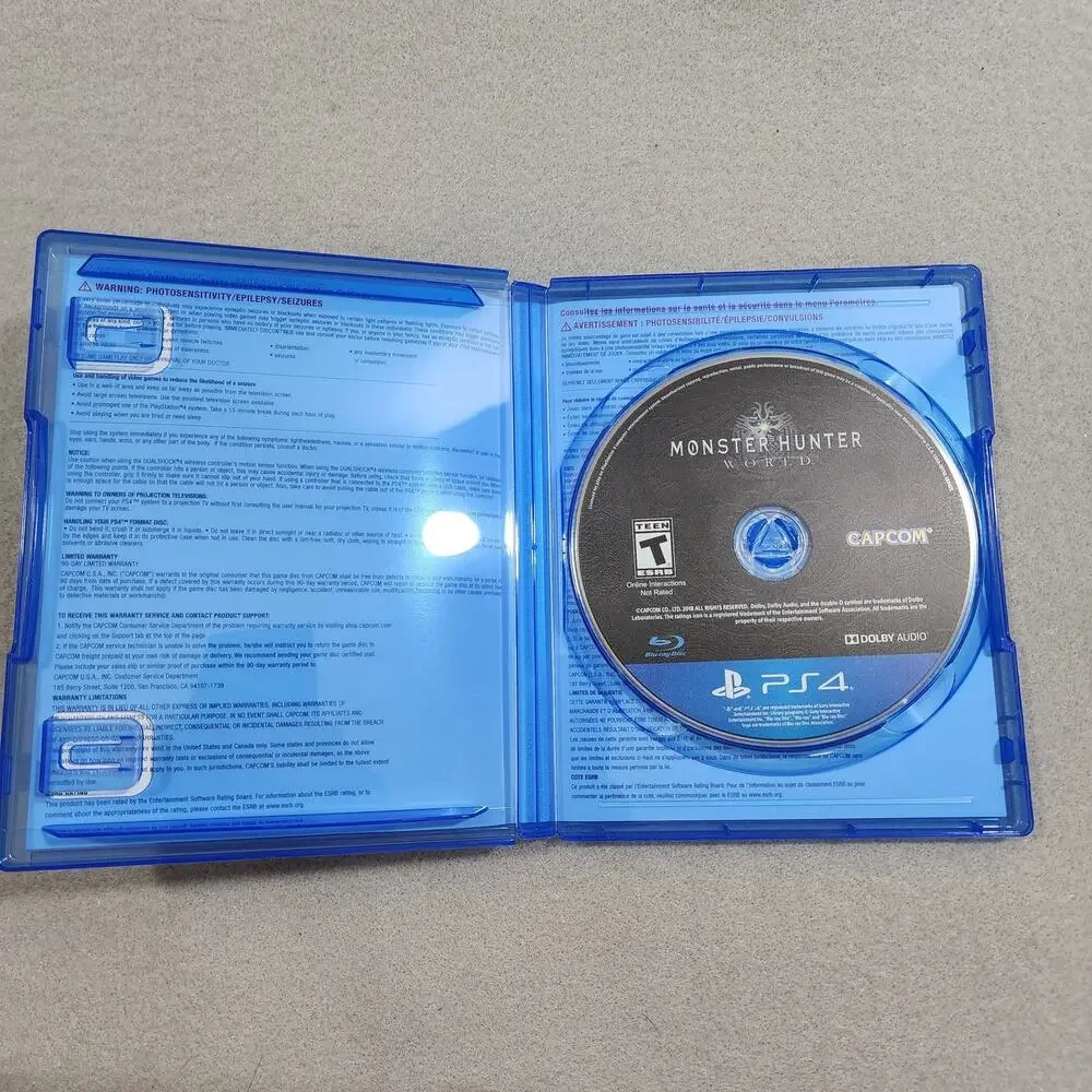 Monster Hunter: World PlayStation PS4 2018 Disc Only, Incomplete - Untested